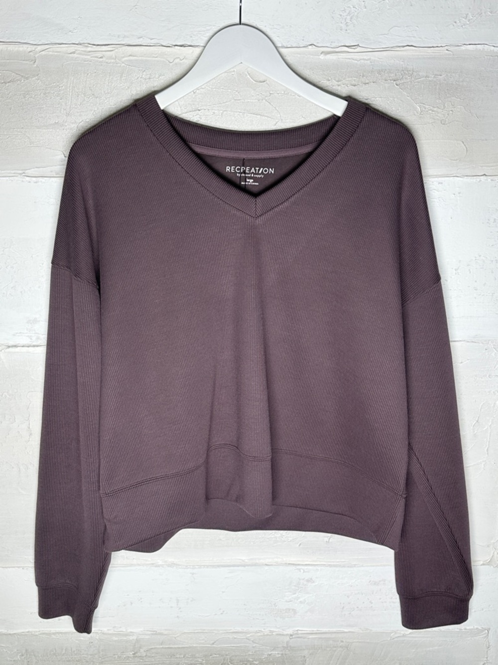 New with tags. Thread and Supply Recreation long sleeve ribbed modal top raisin